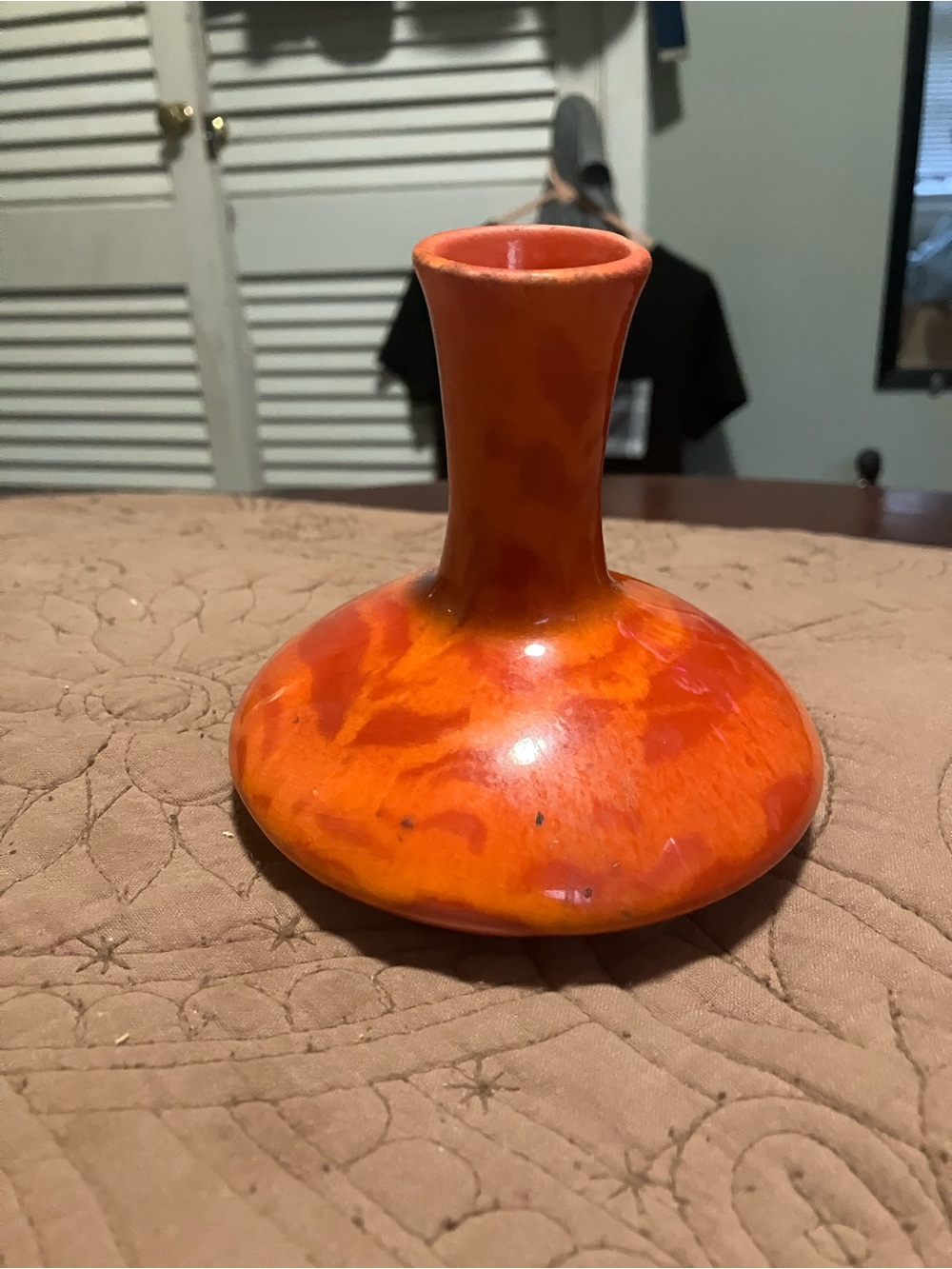Vintage Orange Glazed Ceramic Bud Vase